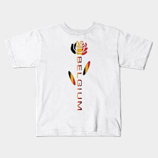 Belgian Flag Rose Flower Kids T-Shirt